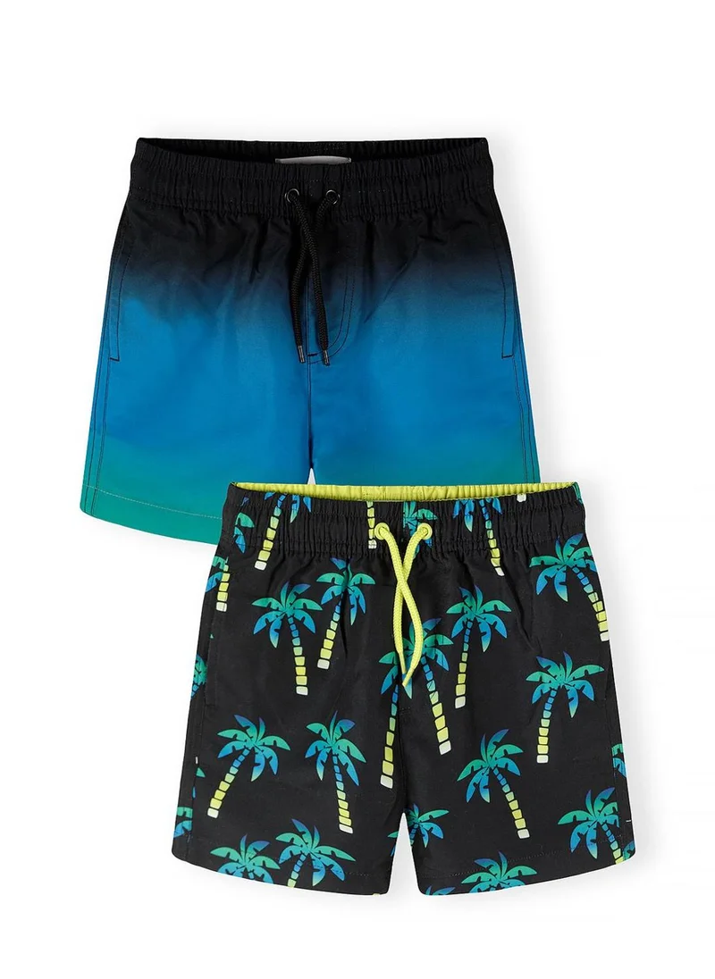 MINOTI Boys swimming shorts black teal palm print